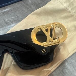 Louis Vuitton Black Sunglasses with Gold Accent